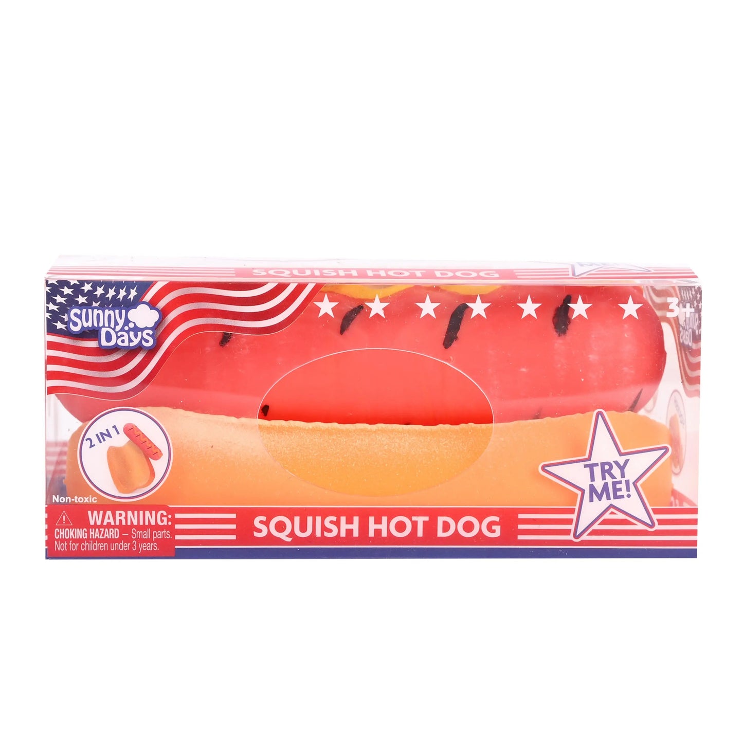 Jumbo Hot Dog Squish, 5.5 Inch Removable Bun, Food Fidget Toy Funny Sensory Stress Ball for Kids and Teens