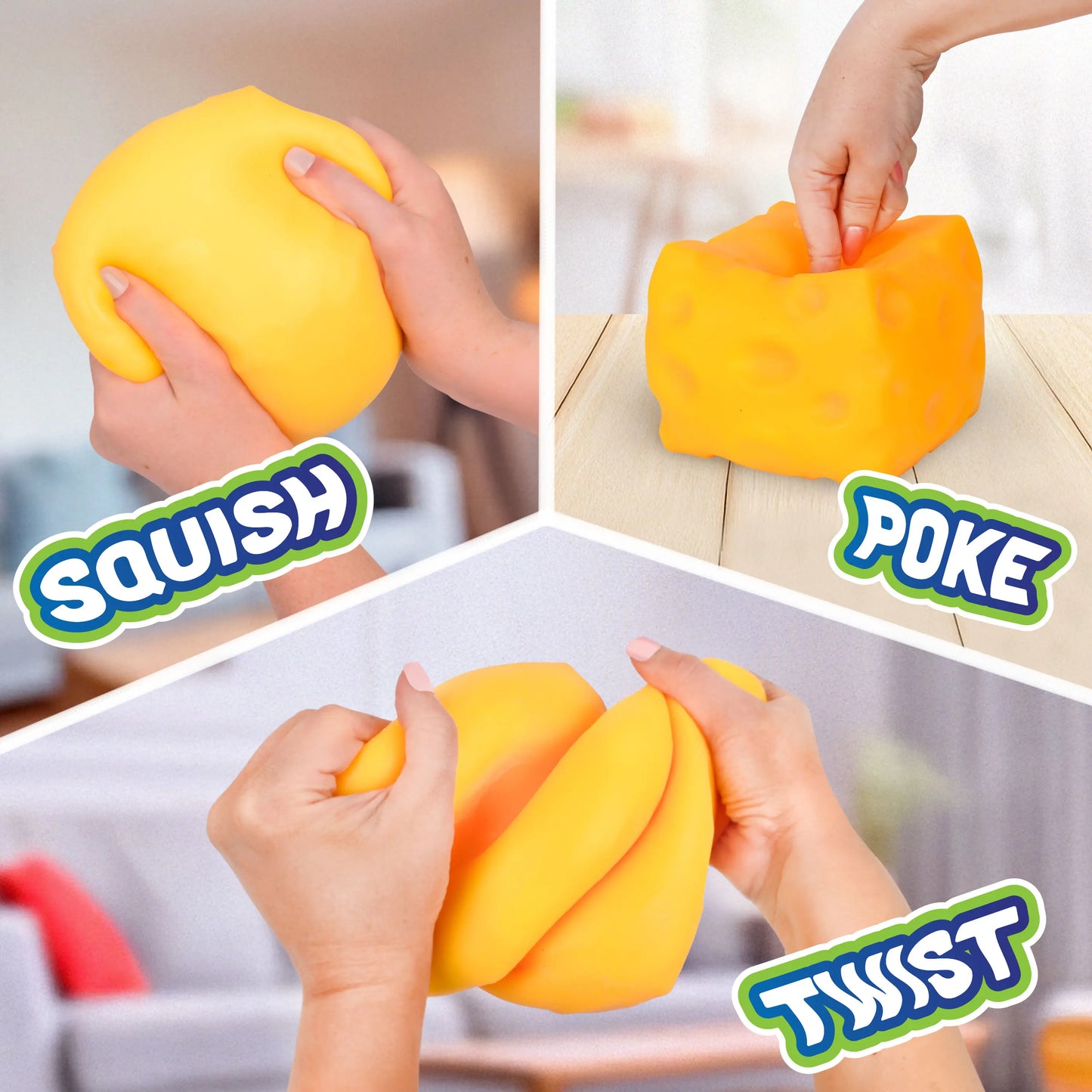 2-Pack Cheese Stress Balls – Squishy Fidget Toys for Kids & Adults, Fun Novelty & Gag Gift