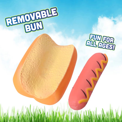 Jumbo Hot Dog Squish, 5.5 Inch Removable Bun, Food Fidget Toy Funny Sensory Stress Ball for Kids and Teens