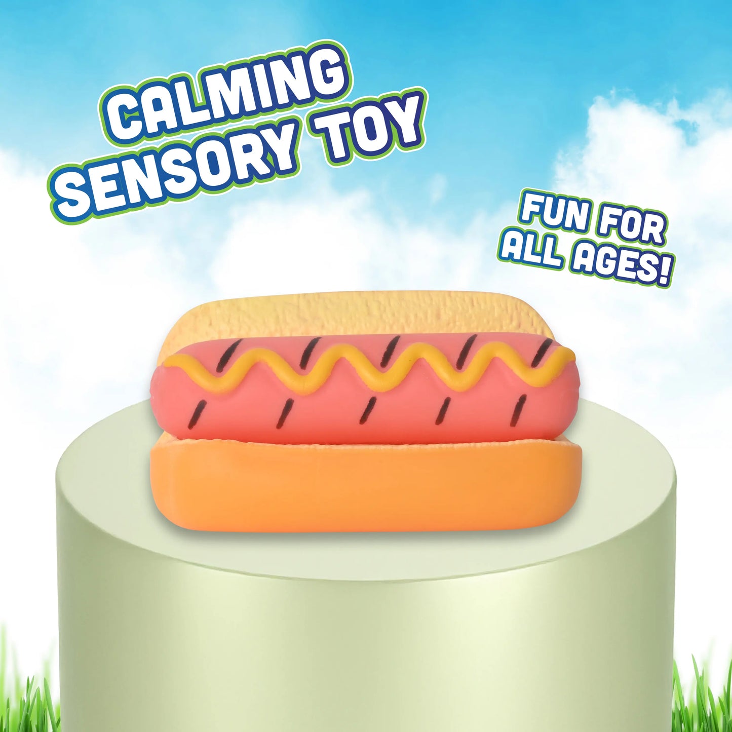 Jumbo Hot Dog Squish, 5.5 Inch Removable Bun, Food Fidget Toy Funny Sensory Stress Ball for Kids and Teens