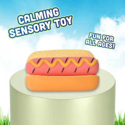Jumbo Hot Dog Squish, 5.5 Inch Removable Bun, Food Fidget Toy Funny Sensory Stress Ball for Kids and Teens