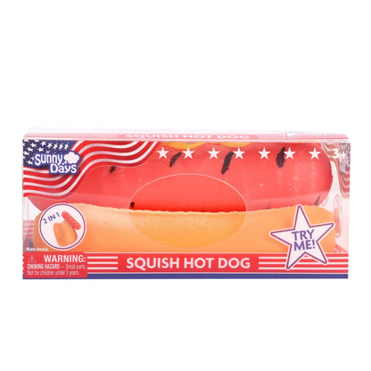 Jumbo Hot Dog Squish, 5.5 Inch Removable Bun, Food Fidget Toy Funny Sensory Stress Ball for Kids and Teens