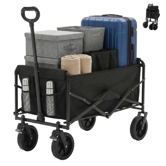 Sweetcrispy 102L Collapsible Folding Wagon – Heavy Duty Cart with Wheels & Handle